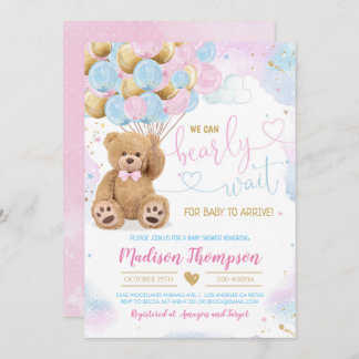 Teddy Bear Baby shower Invitation Kaart