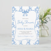 Teddy bear baby shower invitation kaart (Staand voorkant)