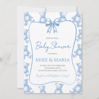 Teddy bear baby shower invitation kaart