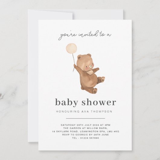Teddy Bear Baby shower Invitation Kaart (Voorkant)