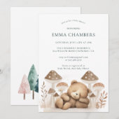 Teddy Bear Baby shower Invitation Kaart (Voorkant / Achterkant)