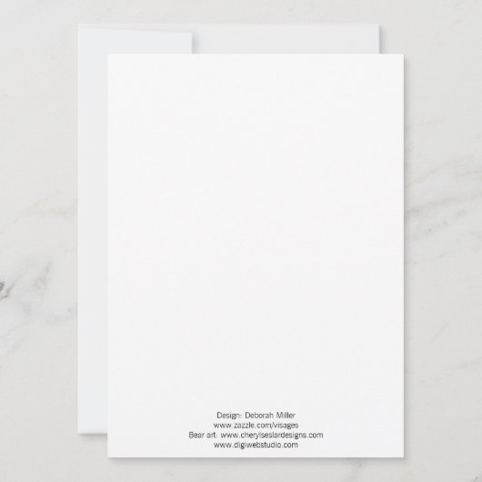 Teddy Bear Baby shower Invitation Kaart (Achterkant)