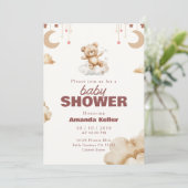 Teddy Bear Baby shower Invitation Kaart (Staand voorkant)