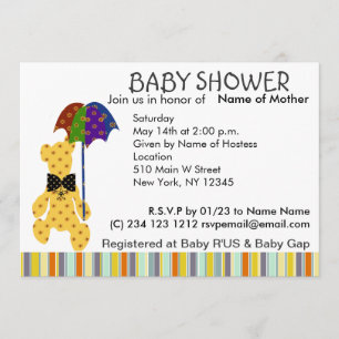Teddy Bear Baby shower Invitation Kaart