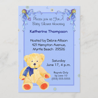 Teddy Bear Baby shower Invitation Kaart