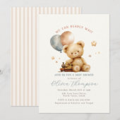 Teddy Bear Baby Shower Invitation Kaart (Voorkant / Achterkant)