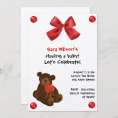 Teddy Bear Baby shower Invitation Kaart (Voorkant / Achterkant)