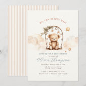 Teddy Bear Baby Shower Invitation Kaart (Voorkant / Achterkant)