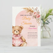 Teddy Bear Baby Shower Invitation  Kaart (Staand voorkant)