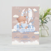 TEDDY BEAR Baby shower Invitation Kaart (Staand voorkant)