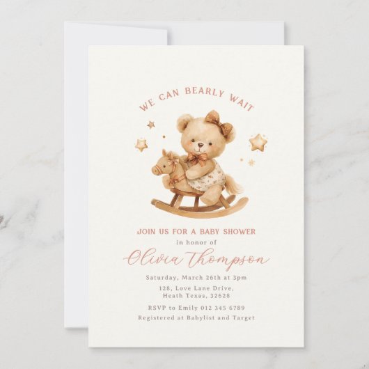 Teddy Bear Baby Shower Invitation Kaart (Voorkant)