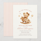 Teddy Bear Baby Shower Invitation Kaart (Voorkant / Achterkant)