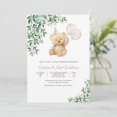 Teddy Bear Baby Shower Invitation Kaart (Staand voorkant)