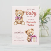 Teddy Bear Baby shower Invitation Kaart (Staand voorkant)