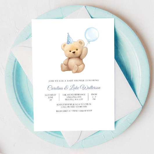 Teddy Bear Baby Shower Invitation Kaart