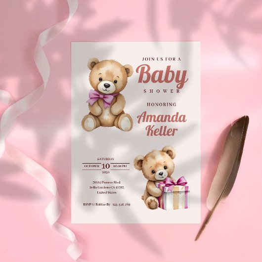 Teddy Bear Baby shower Invitation Kaart