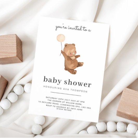 Teddy Bear Baby shower Invitation Kaart