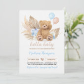 Teddy Bear Baby shower Invitation Kaart (Staand voorkant)