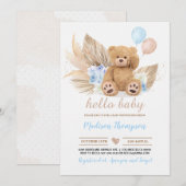 Teddy Bear Baby shower Invitation Kaart (Voorkant / Achterkant)