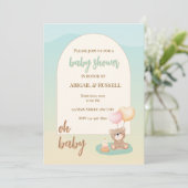 Teddy Bear Baby shower Invitation Kaart (Staand voorkant)