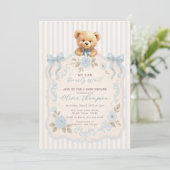 Teddy Bear Baby Shower Invitation Kaart (Staand voorkant)