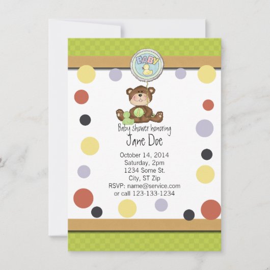 Teddy Bear Baby shower Invitation Kaart (Voorkant)