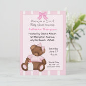 Teddy Bear Baby shower Invitation Kaart (Staand voorkant)