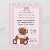 Teddy Bear Baby shower Invitation Kaart (Voorkant / Achterkant)