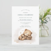 Teddy Bear Baby shower Invitation Kaart (Staand voorkant)