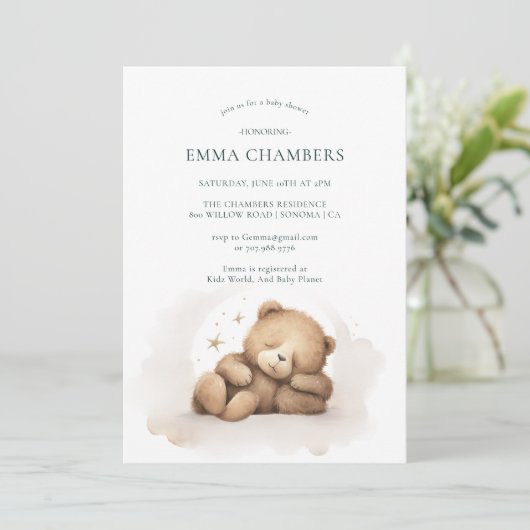 Teddy Bear Baby shower Invitation Kaart (Staand voorkant)