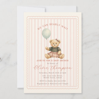 Teddy Bear Baby Shower Invitation Kaart