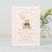 Teddy Bear Baby Shower Invitation Kaart (Staand voorkant)