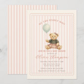 Teddy Bear Baby Shower Invitation Kaart (Voorkant / Achterkant)