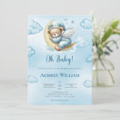 Teddy Bear Baby shower Invitation Oh Baby Kaart (Staand voorkant)