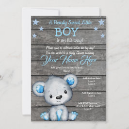 Teddy Bear Baby shower Invitation, roestblauwe jon Kaart