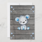 Teddy Bear Baby shower Invitation, roestblauwe jon Kaart (Achterkant)