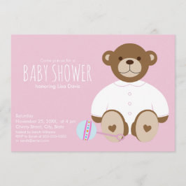 Teddy Bear Baby shower Invitation, roze achtergron Kaart