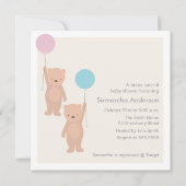 Teddy Bear Baby shower Invitation - Twin Boy Girl Kaart (Voorkant)