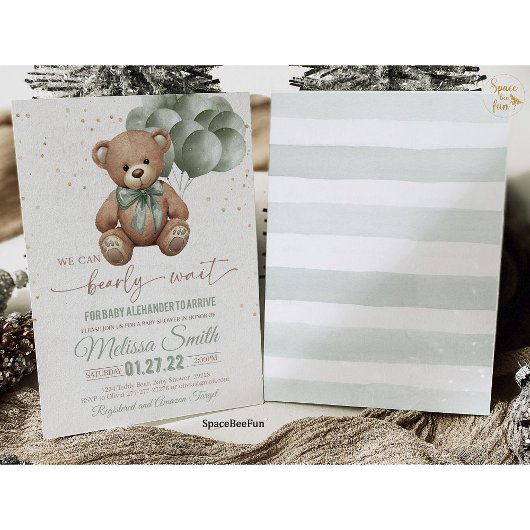 Teddy Bear Baby shower Invitation We Can Barly Kaart