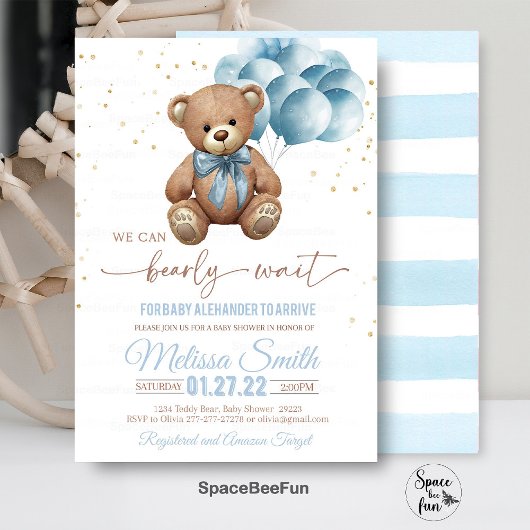 Teddy Bear Baby shower Invitation We Can Barly Kaart