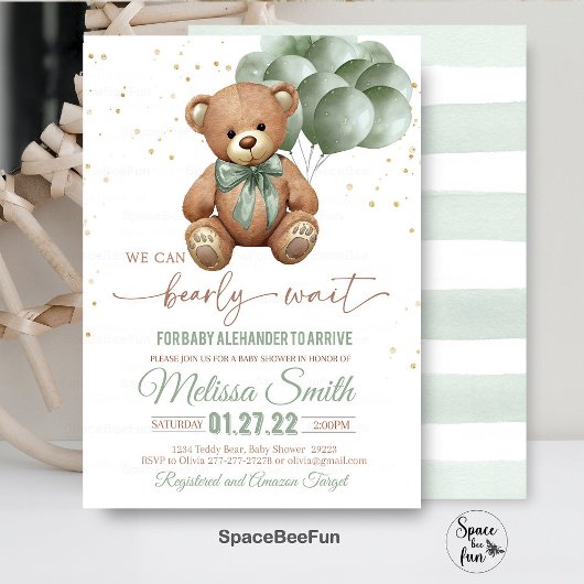 Teddy Bear Baby shower Invitation We Can Barly Kaart