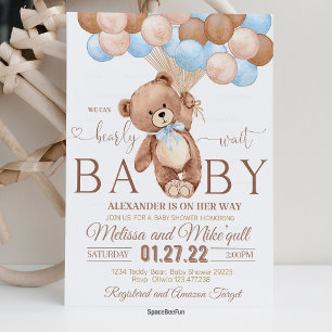 Teddy Bear Baby shower Invitation We Can Barly WA Kaart