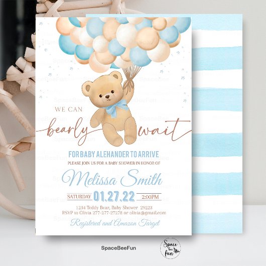 Teddy Bear Baby shower Invitation We Can Barly WA Kaart