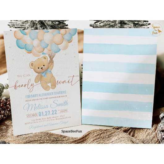 Teddy Bear Baby shower Invitation We Can Barly WA Kaart