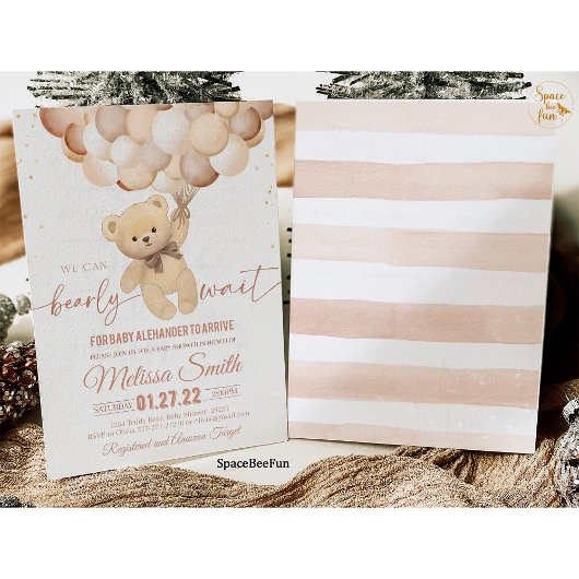 Teddy Bear Baby shower Invitation We Can Barly WA Kaart