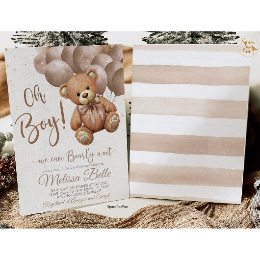 Teddy Bear Baby shower Invitation We Can Barly WA Kaart