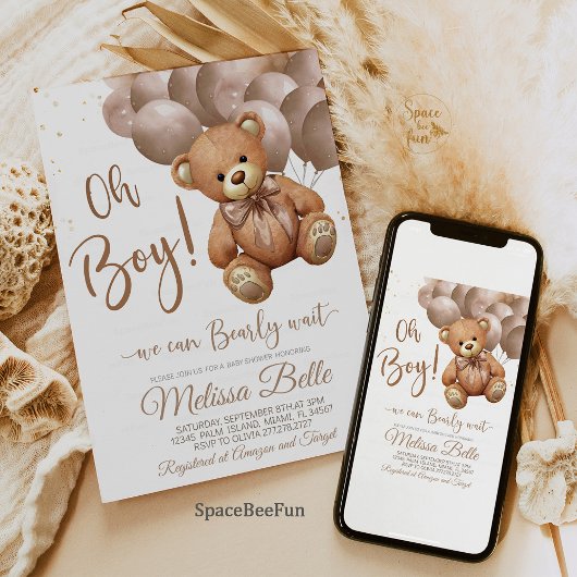 Teddy Bear Baby shower Invitation We Can Barly WA Kaart