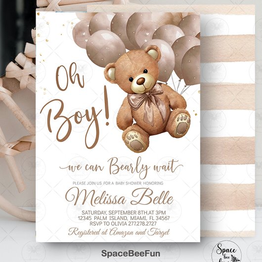 Teddy Bear Baby shower Invitation We Can Barly WA Kaart