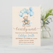 Teddy Bear Baby shower Jongen Beer en Ballonnen Kaart (Staand voorkant)