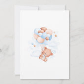 Teddy Bear Baby shower Jongen Blauw Feest Kaart (Achterkant)